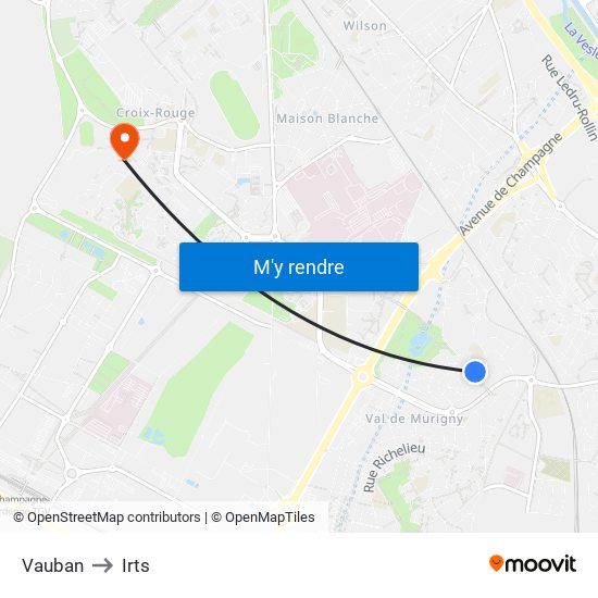 Vauban to Irts map