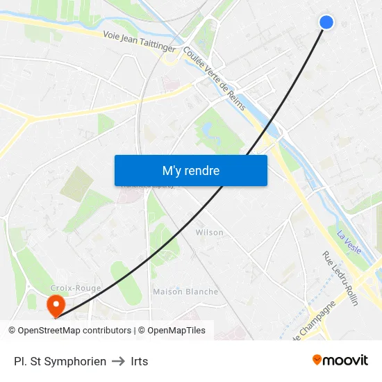 Saint-Symphorien to Irts map