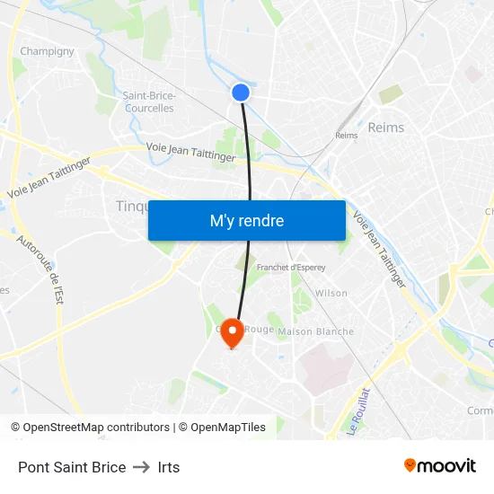 Pont Saint Brice to Irts map