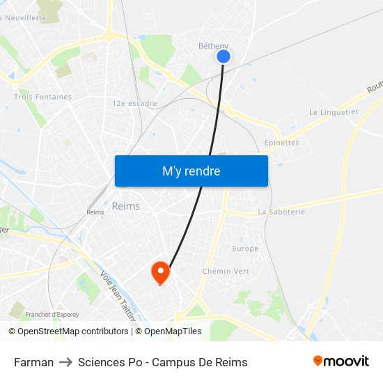 Farman to Sciences Po - Campus De Reims map