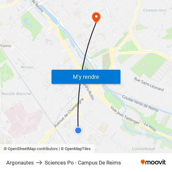 Argonautes to Sciences Po - Campus De Reims map