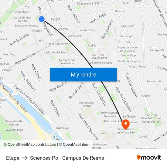 Etape to Sciences Po - Campus De Reims map