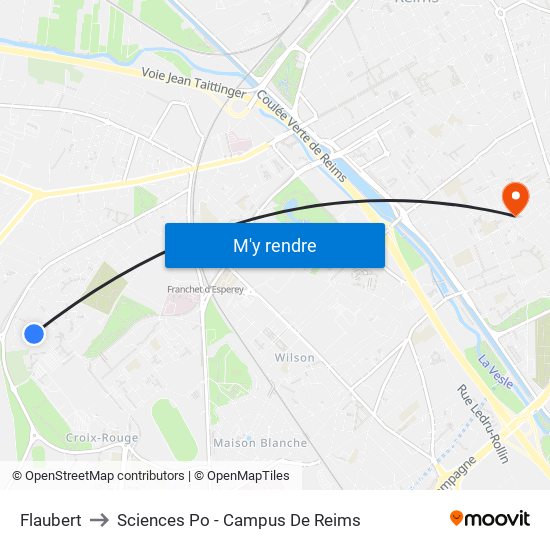 Flaubert to Sciences Po - Campus De Reims map