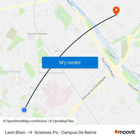 Leon Blum to Sciences Po - Campus De Reims map