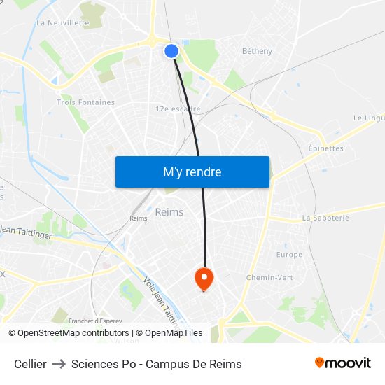 Cellier to Sciences Po - Campus De Reims map