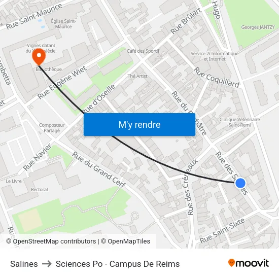 Salines to Sciences Po - Campus De Reims map