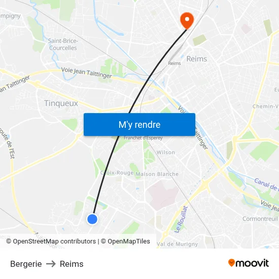 Bergerie to Reims map