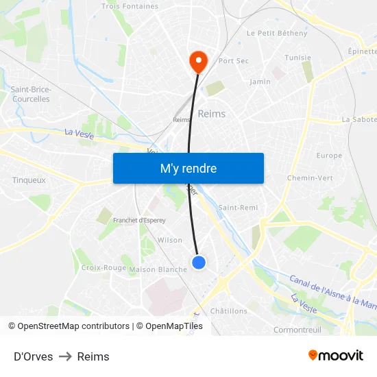 D'Orves to Reims map