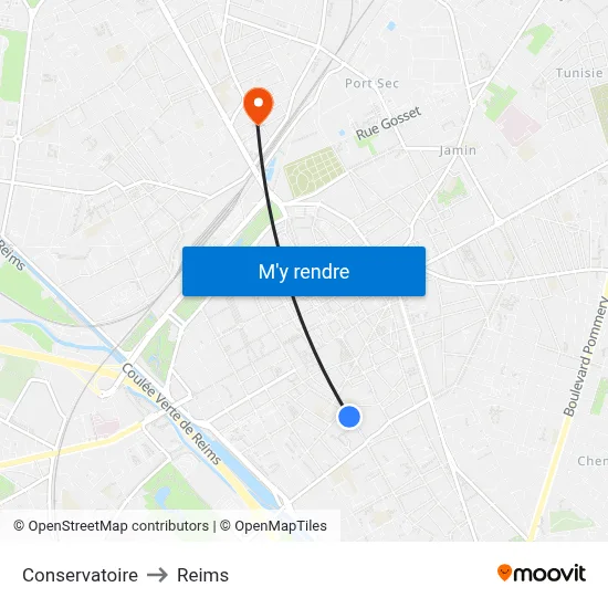 Conservatoire to Reims map