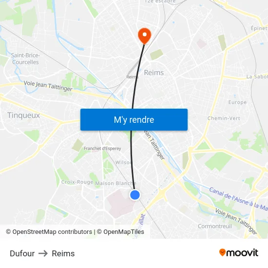 Dufour to Reims map