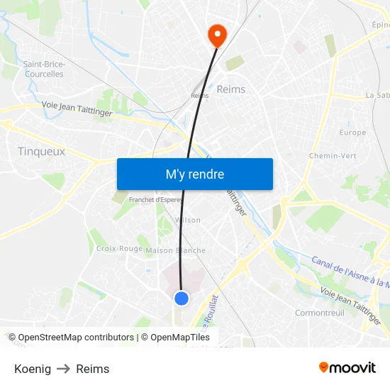 Koenig to Reims map