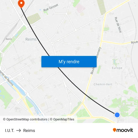 I.U.T. to Reims map