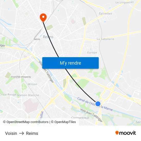 Voisin to Reims map