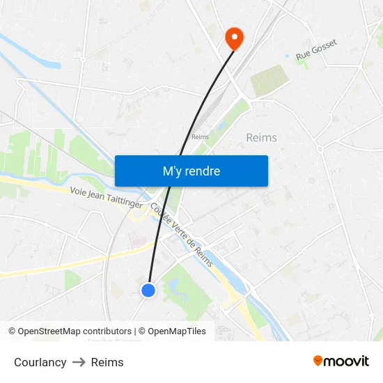 Courlancy to Reims map