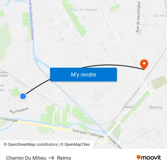 Chemin Du Milieu to Reims map