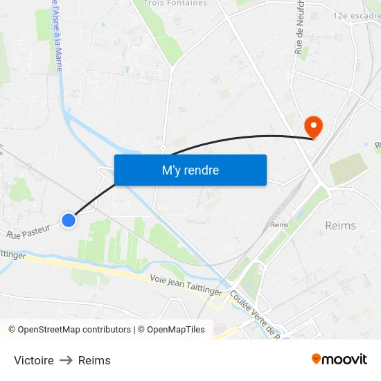 Victoire to Reims map