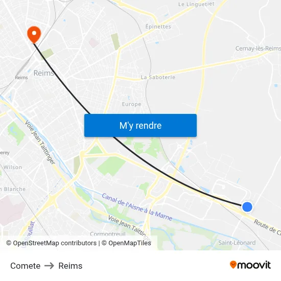 Comete to Reims map