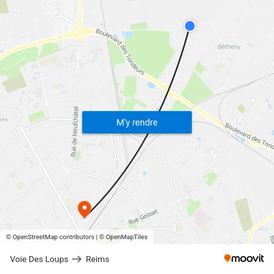 Voie Des Loups to Reims map