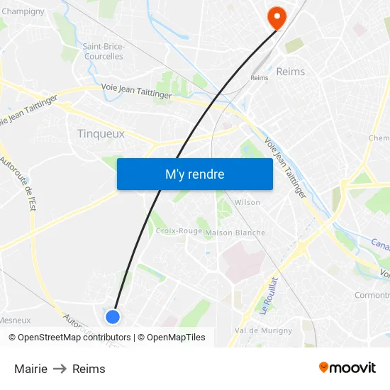 Mairie to Reims map