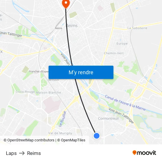 Laps to Reims map