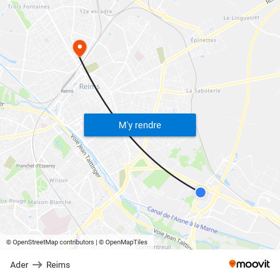 Ader to Reims map