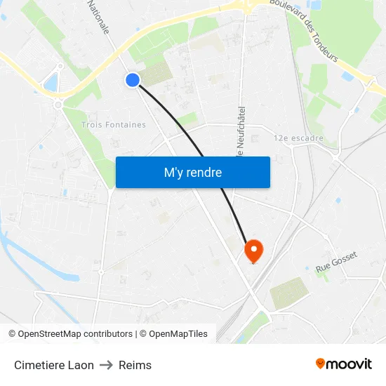 Cimetiere Laon to Reims map