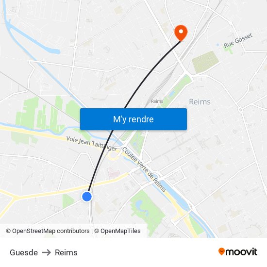 Guesde to Reims map