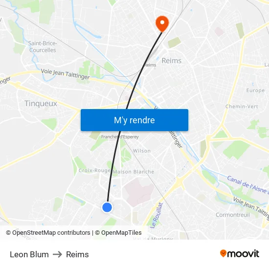 Leon Blum to Reims map