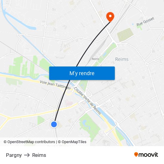 Pargny to Reims map