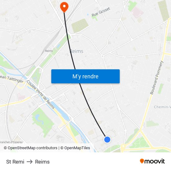 St Remi to Reims map