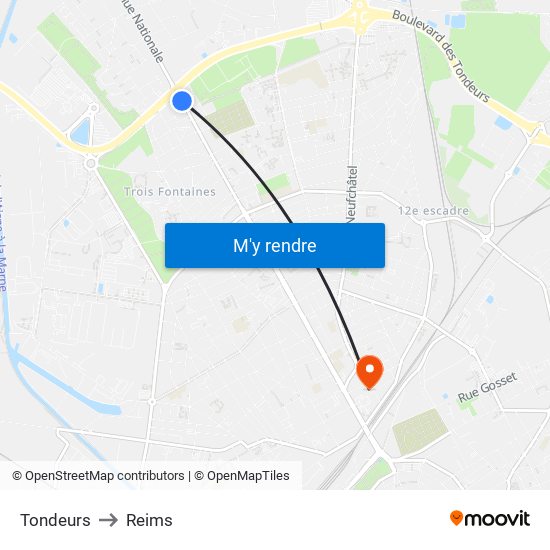 Tondeurs to Reims map