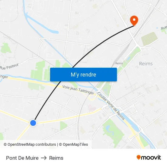 Pont De Muire to Reims map