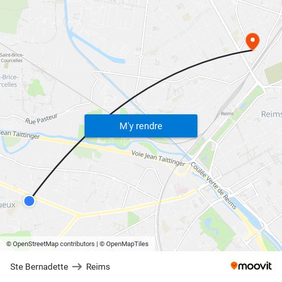 Ste Bernadette to Reims map