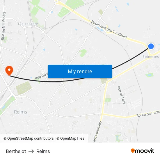 Berthelot to Reims map