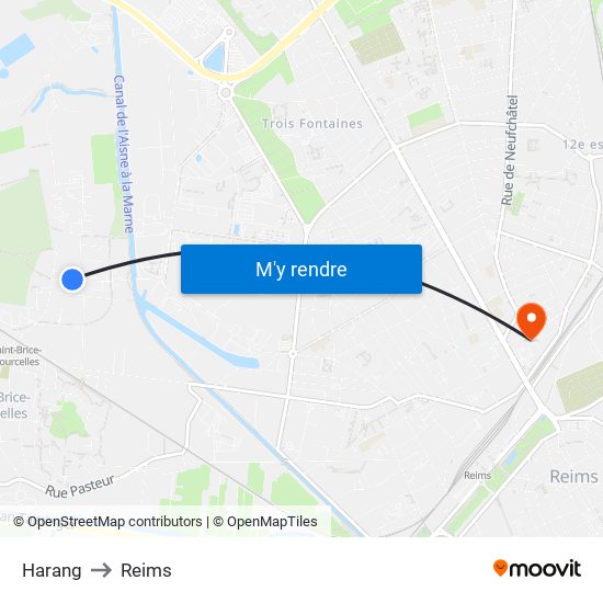 Harang to Reims map