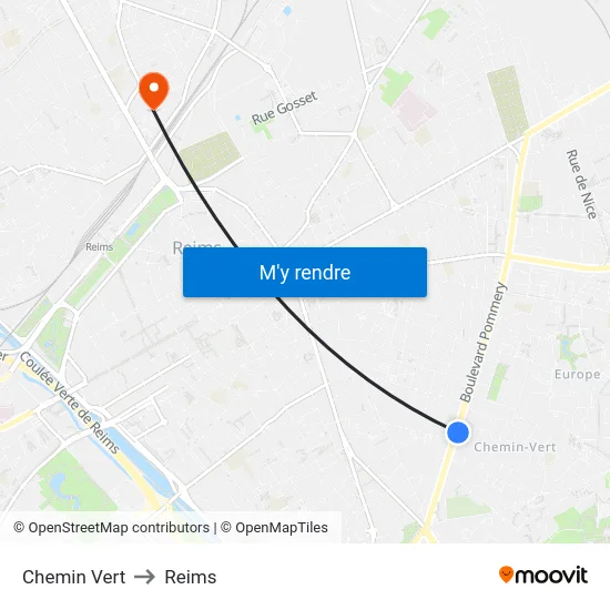 Chemin Vert to Reims map