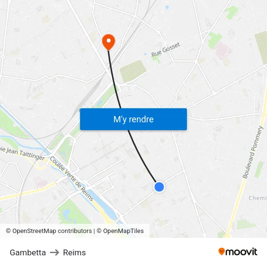 Gambetta to Reims map