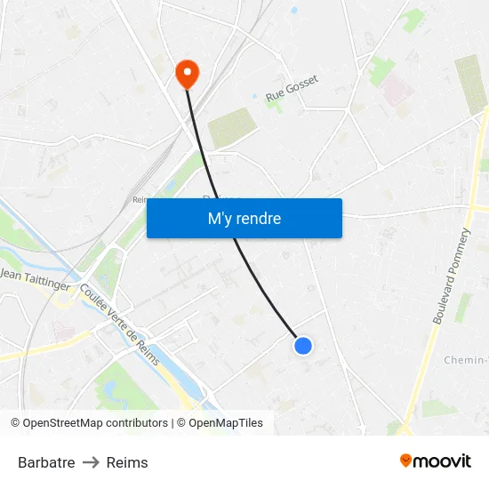 Barbatre to Reims map