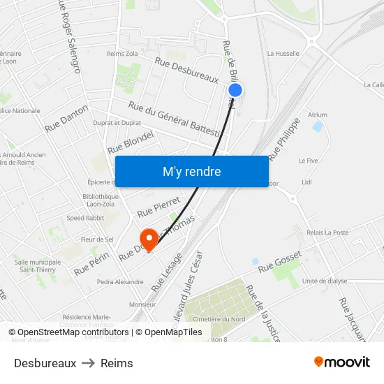 Desbureaux to Reims map