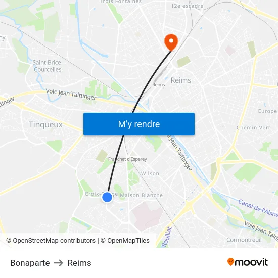 Bonaparte to Reims map