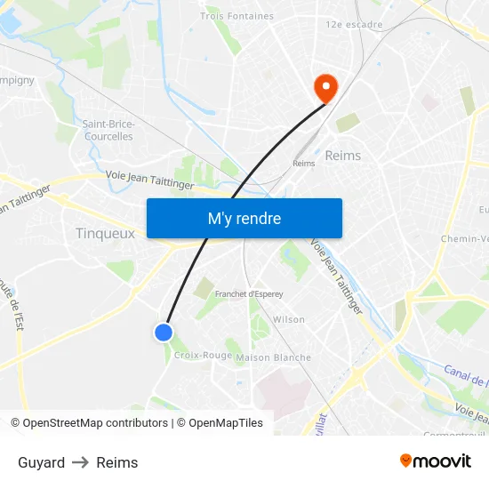 Guyard to Reims map