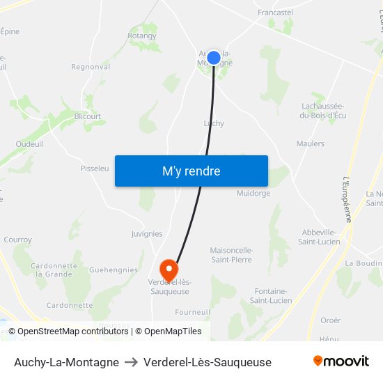 Auchy-La-Montagne to Verderel-Lès-Sauqueuse map