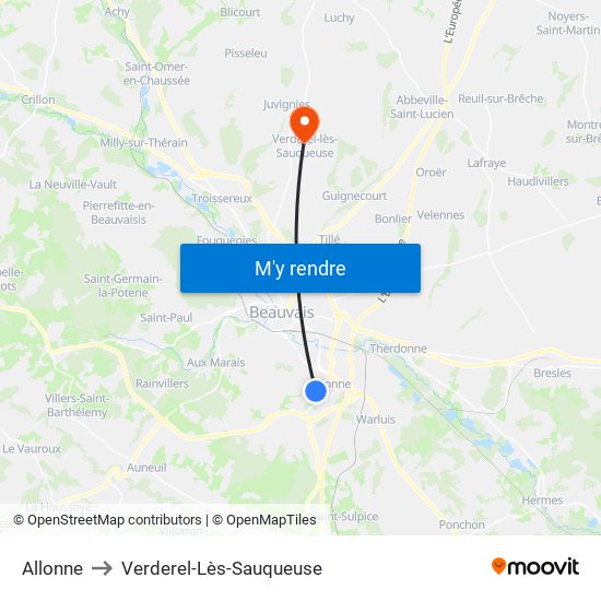 Allonne to Verderel-Lès-Sauqueuse map