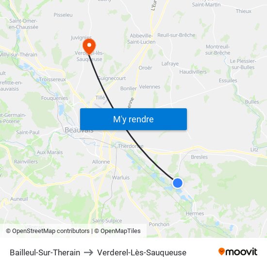 Bailleul-Sur-Therain to Verderel-Lès-Sauqueuse map