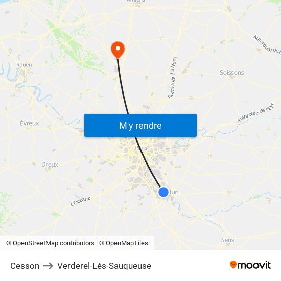 Cesson to Verderel-Lès-Sauqueuse map