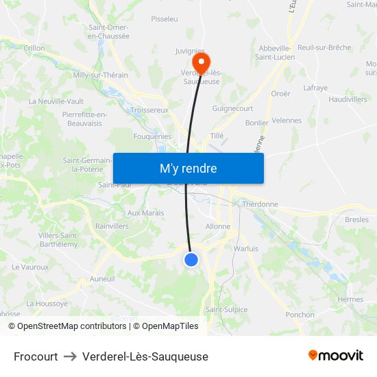 Frocourt to Verderel-Lès-Sauqueuse map