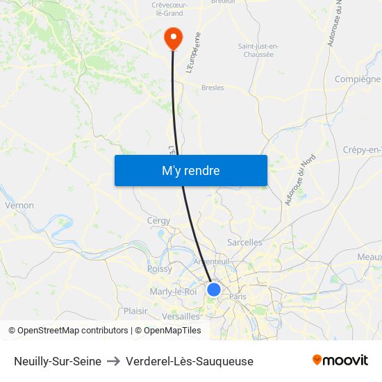 Neuilly-Sur-Seine to Verderel-Lès-Sauqueuse map