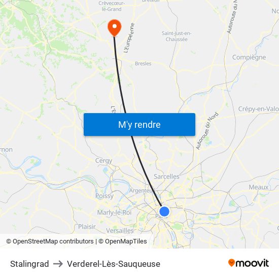 Stalingrad to Verderel-Lès-Sauqueuse map