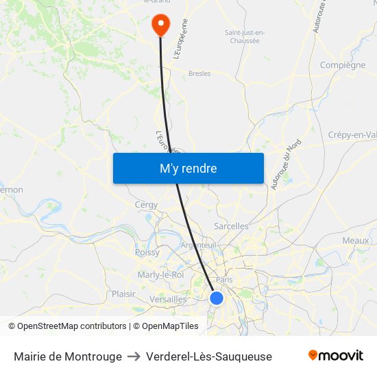 Mairie de Montrouge to Verderel-Lès-Sauqueuse map