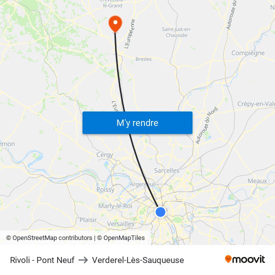 Rivoli - Pont Neuf to Verderel-Lès-Sauqueuse map